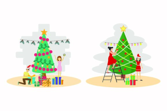 Christmas Decoration Tree Vector Set: Ideal Graphics for Holiday Projects