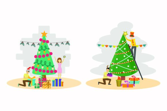 Christmas Green Celebration Illustration: A Festive Graphics Asset