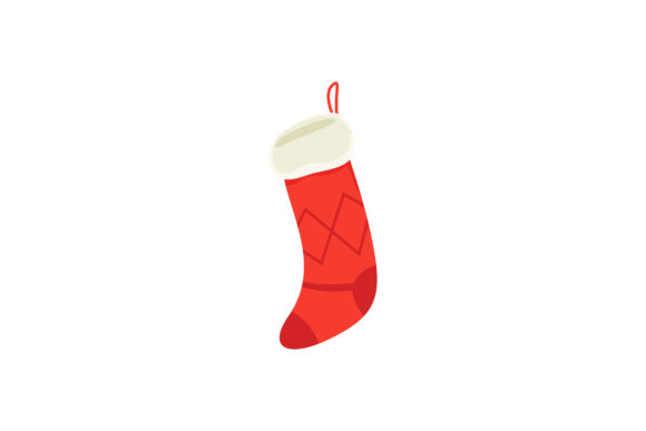 Christmas Red - White Sock Illustration: Perfect for Holiday Graphics