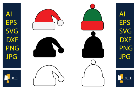 Christmas Set Hat Color Siluet: A Festive Embroidery Design