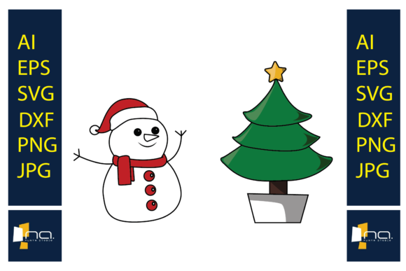 Christmas Tree Plus Snowman Happy: A Festive Graphics and Illustrations Asset