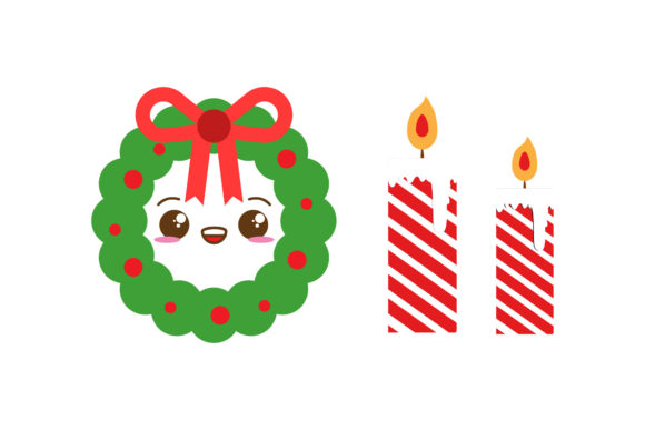 Decorations and Candle Christmas Set: A Versatile Graphics Illustration