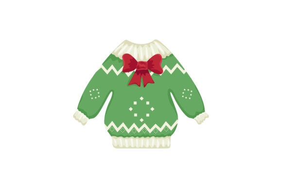 Green Christmas Sweater and Ribbon: A Festive Graphic